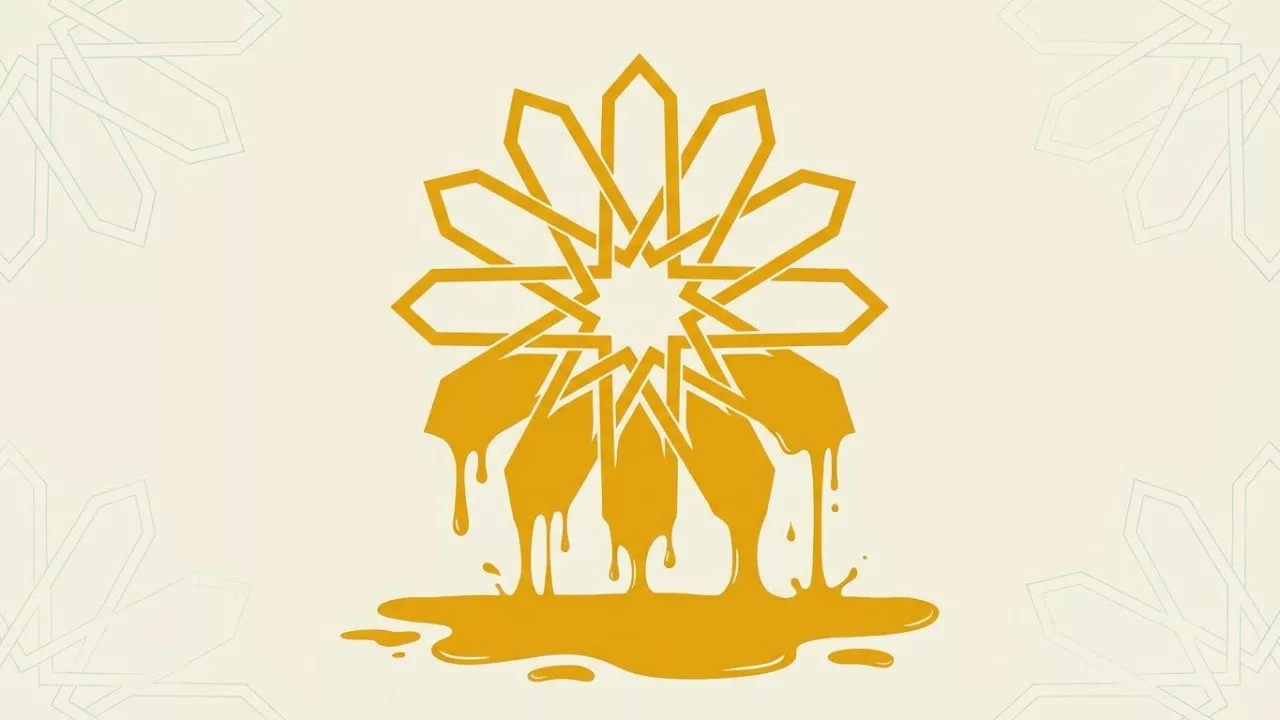 Minimalist Illustration Of A Melting Persian Gold Star Symbolizing The Iran Economic Crisis, Hyperinflation, And The Rising Demand For Melted Gold In Tehran.
