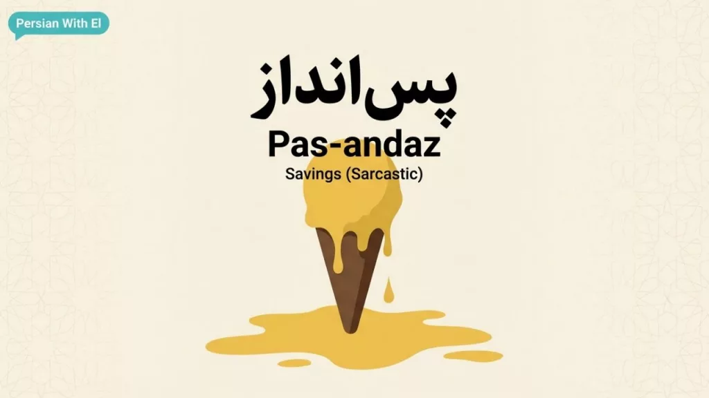 Illustration For The Farsi Word 'Pas-Andaz' (Savings), Depicting A Melting Ice Cream Cone To Metaphorically Represent High Inflation Destroying Purchasing Power In Tehran.